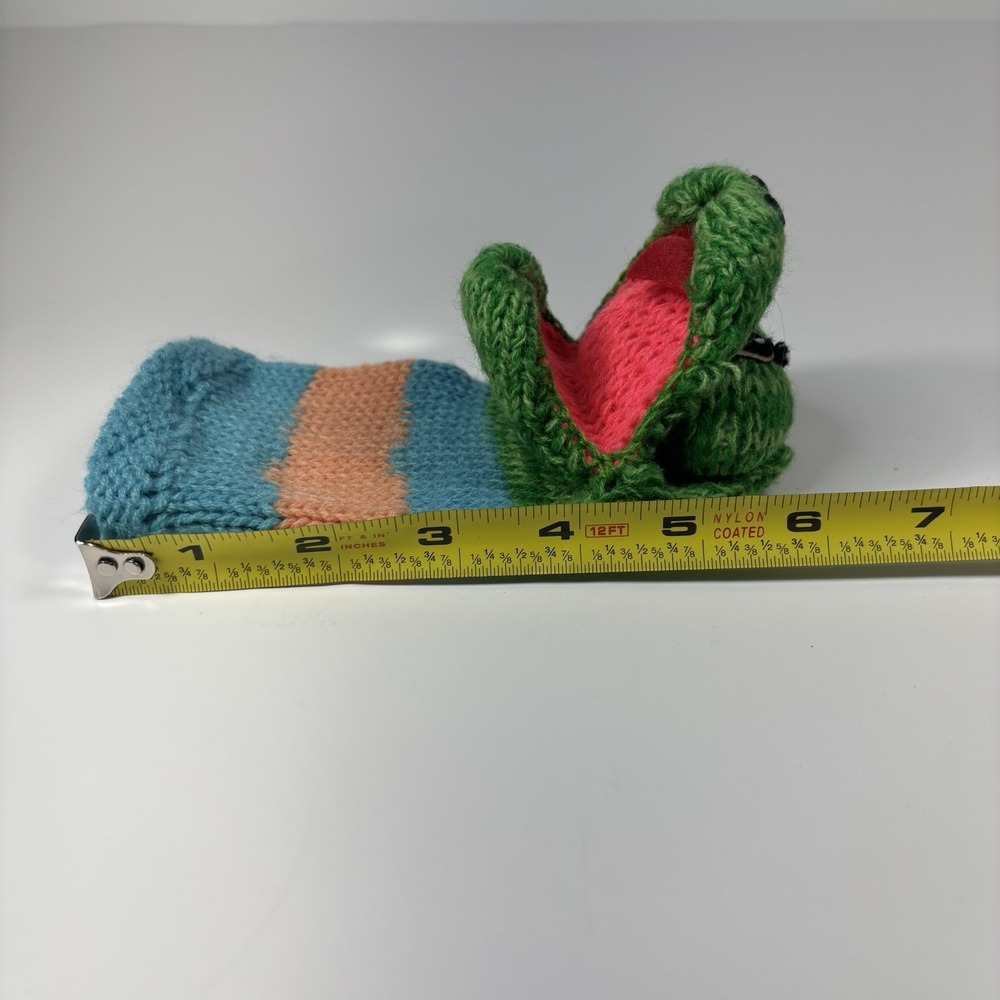Vintage 1978 Russ Berrie and Co. Knit Hand Puppets Green Snake - Picture 8 of 8